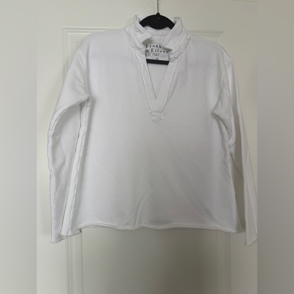 NWOT Frank & Eileen Classic White Long Sleeve Top Patrick triple fleece Sz S - Picture 3 of 8